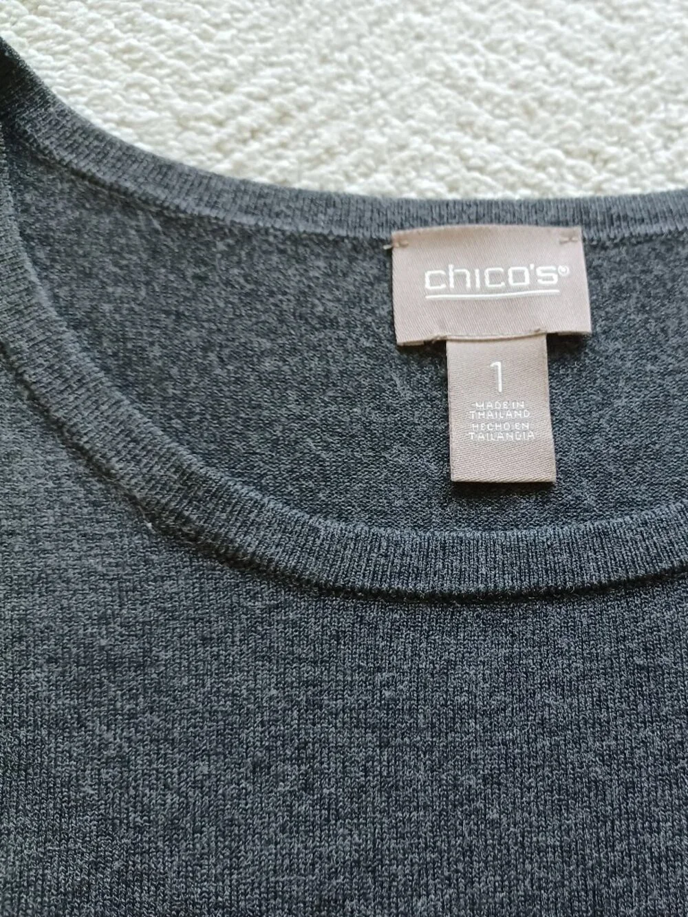 Chico's Dark Heather Gray Blouson Lantern-Sleeve Pullover Sweater
